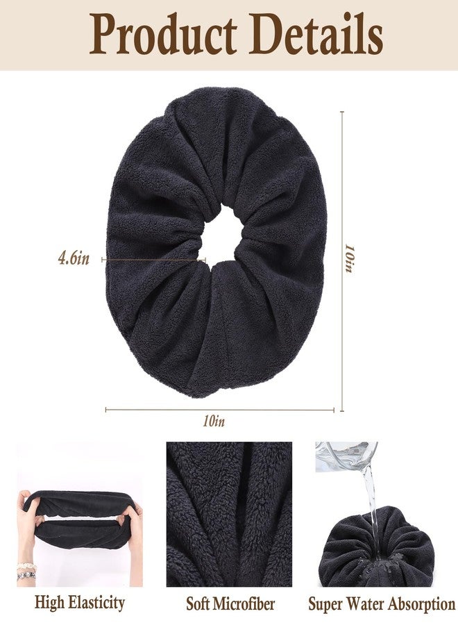 CAVETEE Hair Drying Towel Scrunchies，3Pack Towel Scrunchies for Wet Hair Fuzzy Hair Bands Ponytail Holder for Wet and Dry Hair Accessories (Pink/Black/Red, Large) - Image 4